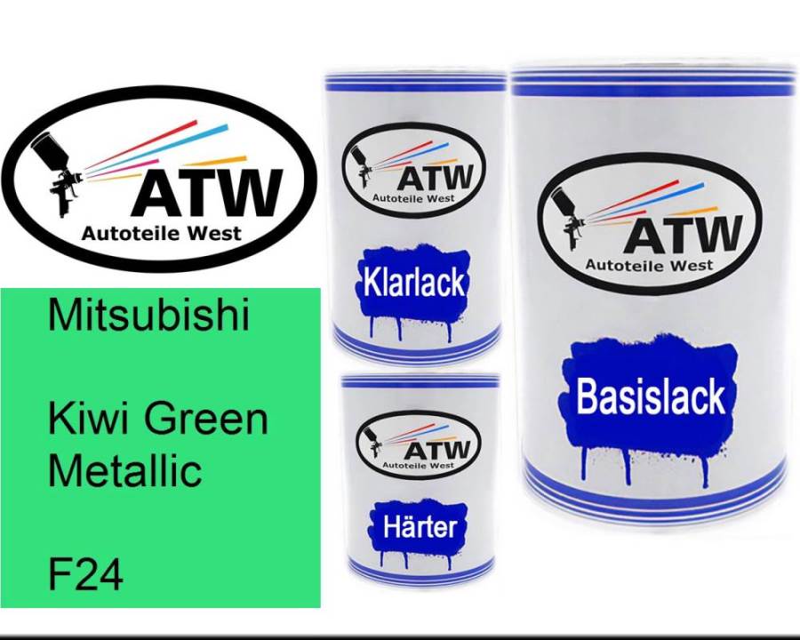 Mitsubishi, Kiwi Green Metallic, F24: 500ml Lackdose + 500ml Klarlack + 250ml Härter - Set, von ATW Autoteile West.